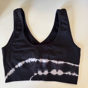Black and White Tie-Dye Sports Bra